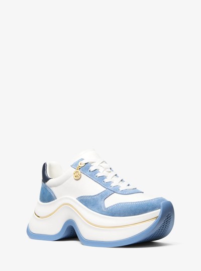 Arla Leather and Suede Trainer in FRCH BLU MLT | Michael Kors