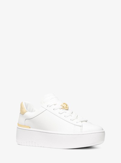 Dottie Leather Platform Sneaker in PALE GOLD | Michael Kors