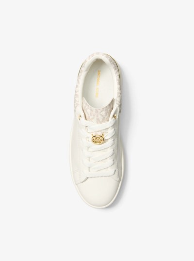 Dottie Leather and Signature Logo Sneaker in VANILLA | Michael Kors