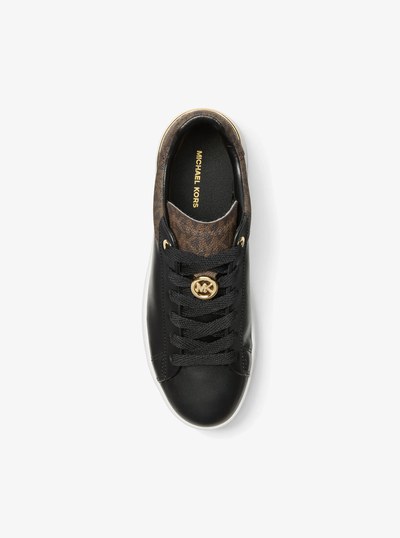 Dottie Leather and Signature Logo Sneaker in BROWN/BLK | Michael Kors