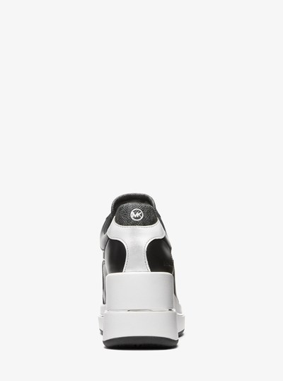 Emmy Signature Logo and Leather Wedge Trainer in BLACK | Michael Kors