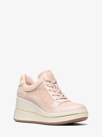 Zapatilla deportiva Emmy de piel con cu&ntilde;a con logotipo exclusivo