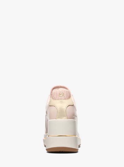 Emmy Signature Logo and Leather Wedge Trainer in SOFT PINK | Michael Kors