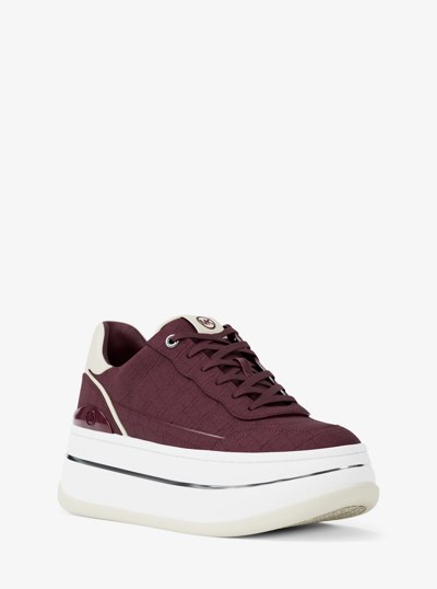Hayes Crocodile Embossed Suede Platform Sneaker in OXBLOOD | Michael Kors