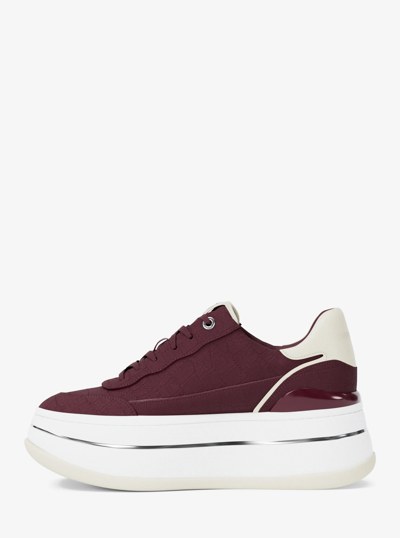 Hayes Crocodile Embossed Suede Platform Sneaker in OXBLOOD | Michael Kors