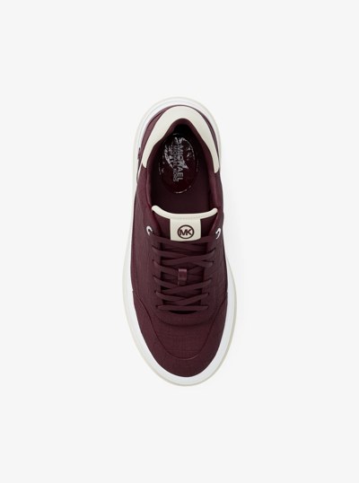 Hayes Crocodile Embossed Suede Platform Sneaker in OXBLOOD | Michael Kors