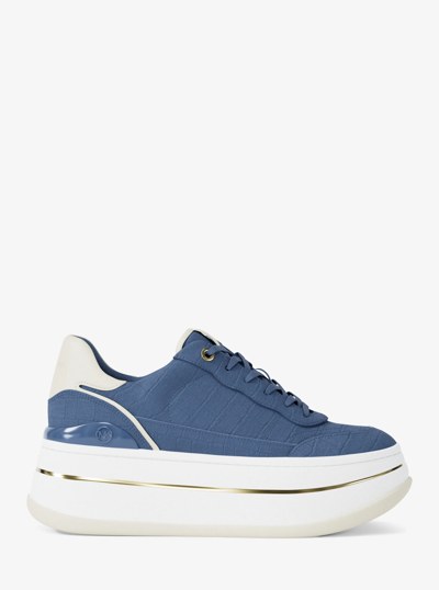 Espadrille compens&eacute;e Hayes en su&egrave;de &agrave; motif de crocodile in BLEU DE FRANCE | Michael Kors