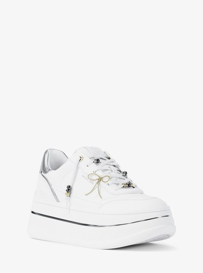 Hayes Embellished Leather Platform Sneaker in OPTIC WHITE | Michael Kors