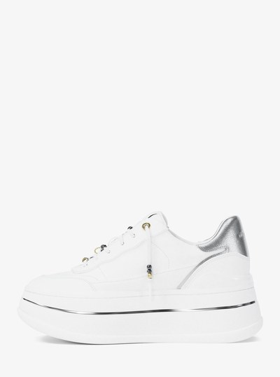 Hayes Embellished Leather Platform Sneaker in OPTIC WHITE | Michael Kors