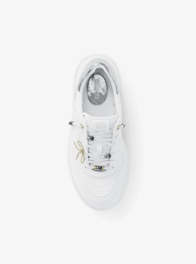 Hayes Embellished Leather Platform Sneaker in OPTIC WHITE | Michael Kors