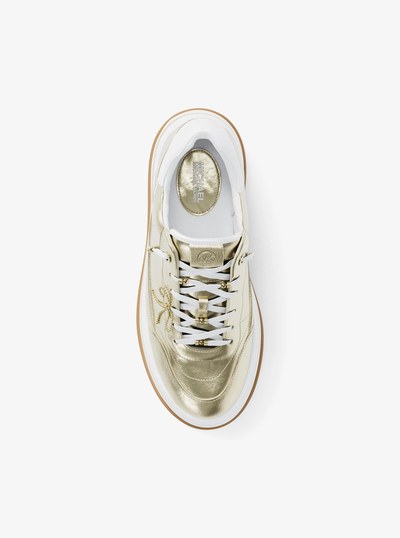 Hayes Embellished Metallic Leather Platform Sneaker in PALE GOLD | Michael Kors