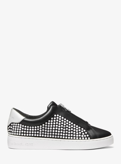 Keaton Studded Zip-Up Sneaker in BLACK | Michael Kors