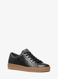 Keaton Leather and Glitter Logo Embossed Sneaker