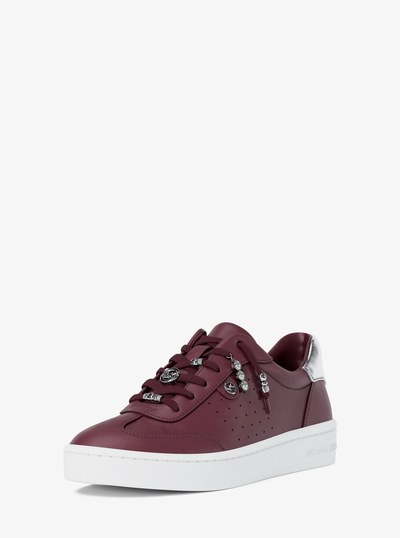 Scotty Embellished Leather Sneaker in OXBLOOD | Michael Kors