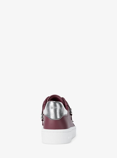 Scotty Embellished Leather Sneaker in OXBLOOD | Michael Kors