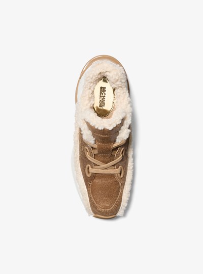 Toni Distressed Leather and Sherpa Trainer in HUSK | Michael Kors