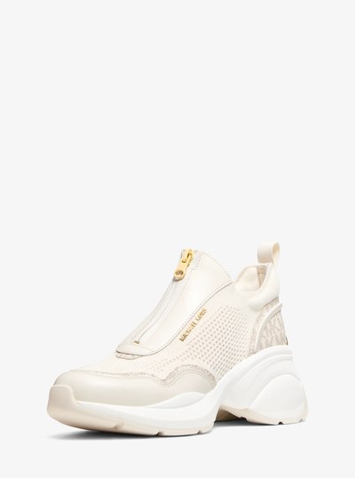 Zuma Mixed-Media Trainer in CREAM | Michael Kors