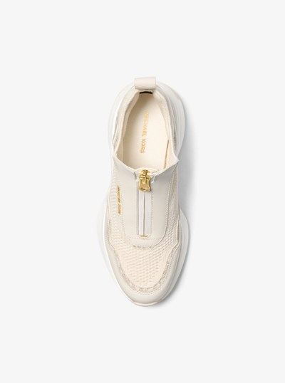 Zuma Mixed-Media Trainer in CREAM | Michael Kors