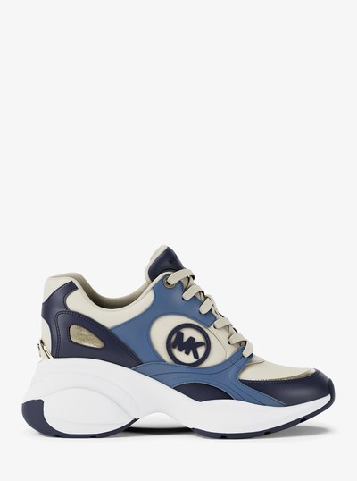 Zuma Leather and Mesh Trainer in FRCH BLU MLT | Michael Kors