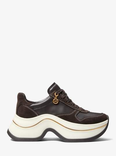 Arla Leather and Suede Trainer in CHOCOLATE | Michael Kors