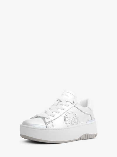 Dottie Metallic Leather Platform Sneaker in SILVER | Michael Kors