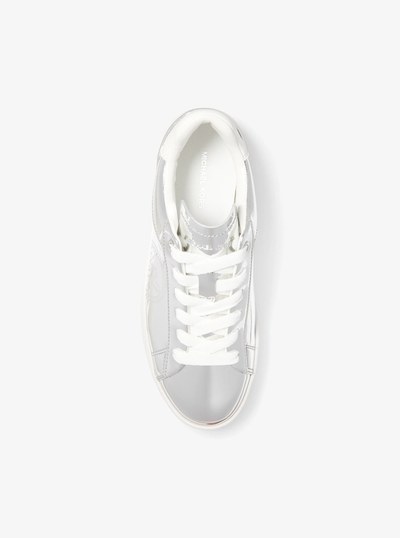 Dottie Metallic Leather Platform Sneaker in SILVER | Michael Kors