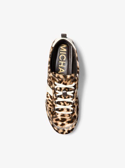 Keely Leopard Print Calf Hair Trainer in DK CAMEL MLT | Michael Kors