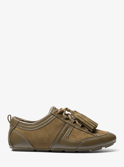 Keely Tassel Suede Trainer  in LODEN | Michael Kors