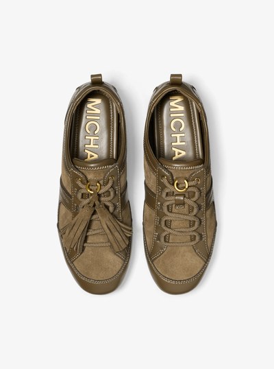 Keely Tassel Suede Trainer  in LODEN | Michael Kors