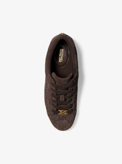 Keaton Logo-Embossed Suede Sneaker in CHOCOLATE | Michael Kors