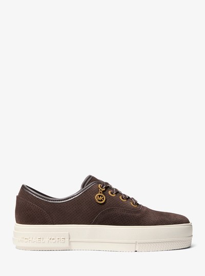 Lindsey Perforated Suede Platform Sneaker in CHOCOLATE | Michael Kors