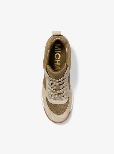 Nikko S2 Perforated Suede Wedge Trainer in DUSTY SAGE MULTI | Michael Kors