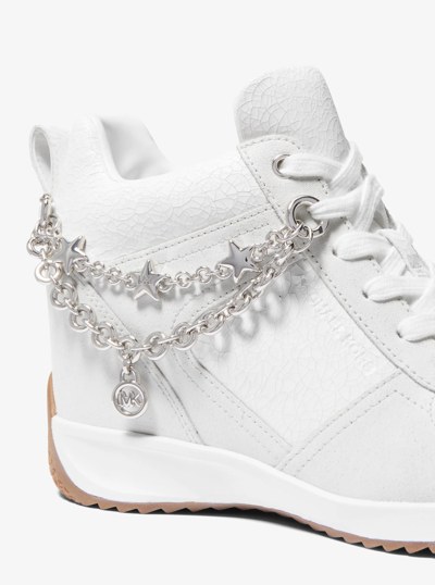 Nikko S2 Embellished Mixed-Media Wedge Trainer in OPTIC WHITE | Michael Kors