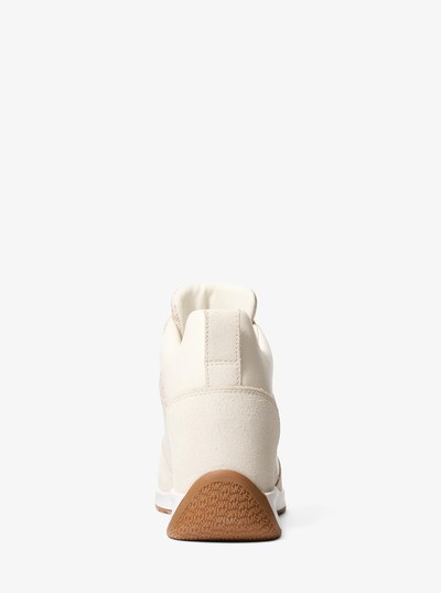 Nikko S2 Suede and Leather Wedge Trainer in VANILLA | Michael Kors