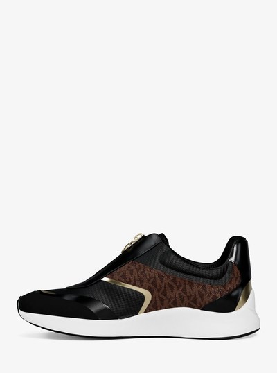 Thea Mixed-Media Trainer in BLK/BROWN | Michael Kors