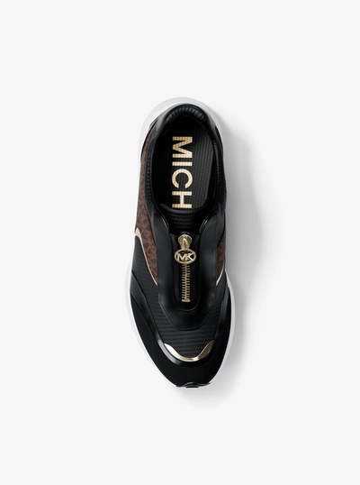Thea Mixed-Media Trainer in BLK/BROWN | Michael Kors