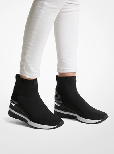Skyler Stretch-Knit Sock Sneaker in BLACK | Michael Kors
