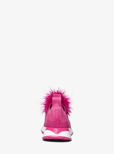 Bodie Feather Trim Stretch Knit Slip-On Trainer in DEEP FUCHSIA | Michael Kors