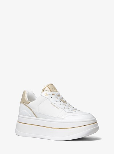 Hayes Leather Platform Sneaker in PALE GOLD | Michael Kors