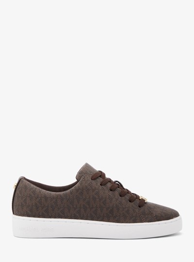 Keaton Signature Logo Sneaker in BROWN | Michael Kors