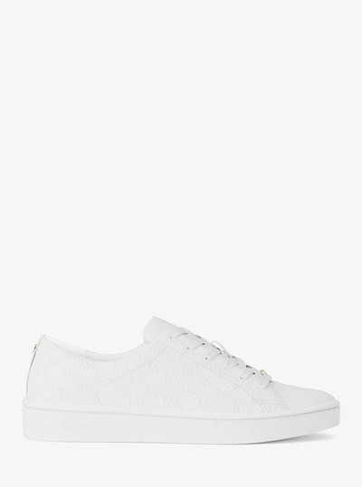 Keating Logo Embossed Leather Sneaker in OPTIC WHITE | Michael Kors