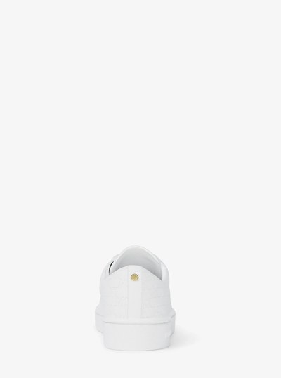 Keating Logo Embossed Leather Sneaker in OPTIC WHITE | Michael Kors