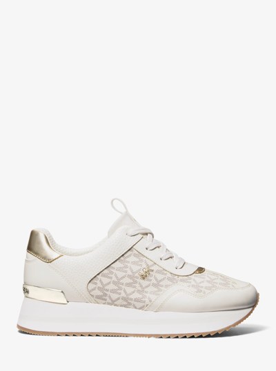 Raina Signature Logo Platform Trainer in VANILLA | Michael Kors