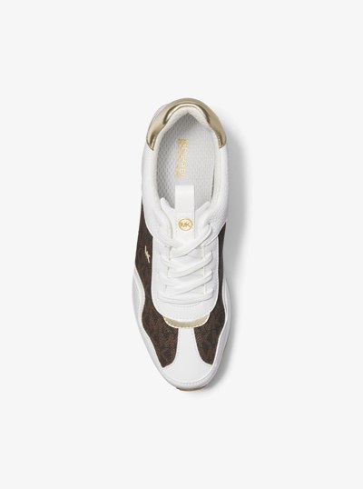 Raina Signature Logo Platform Trainer in BROWN | Michael Kors