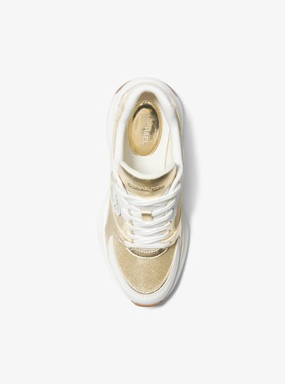 Zuma Glitter Chain Mesh and Metallic Trainer in PALE GOLD | Michael Kors