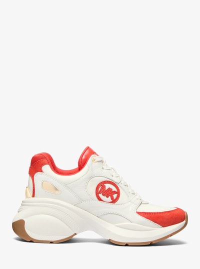 Zuma Two-Tone Leather and Suede Trainer in BURNT SIENNA | Michael Kors
