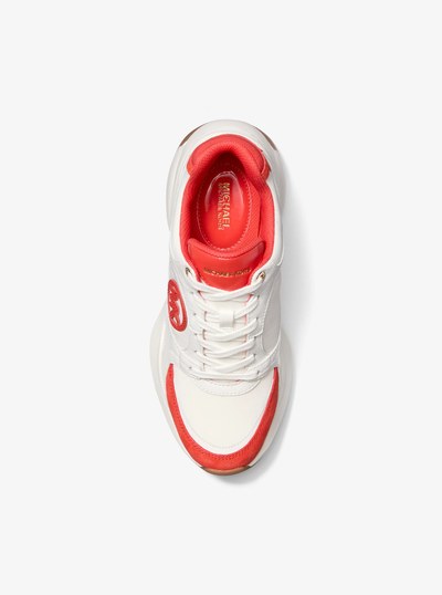 Zuma Two-Tone Leather and Suede Trainer in BURNT SIENNA | Michael Kors