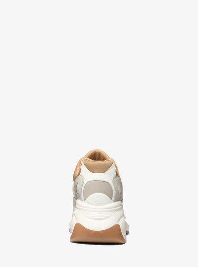 Zuma Color-Block Leather and Nylon Trainer in HUSK | Michael Kors