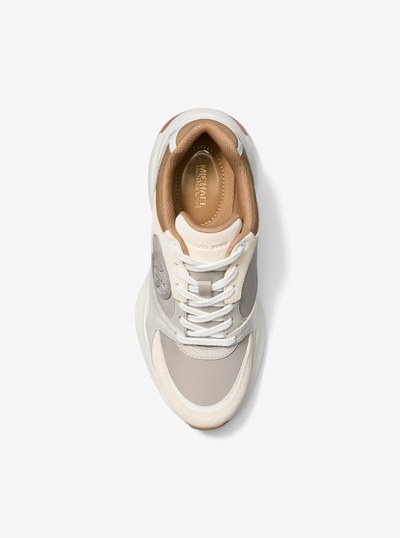 Zuma Color-Block Leather and Nylon Trainer in HUSK | Michael Kors