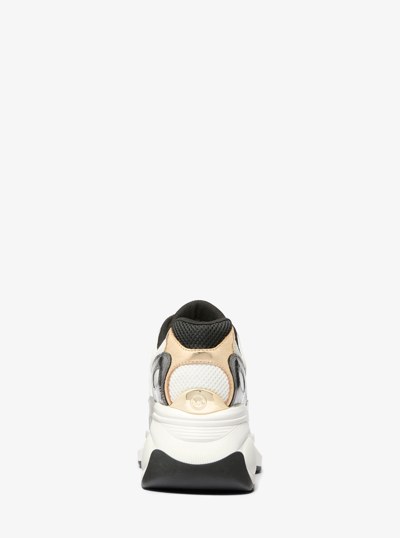 Zuma Color-Block Crackled Leather and Mesh Trainer